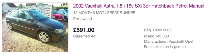 Vauxhall Astra SXI for sale